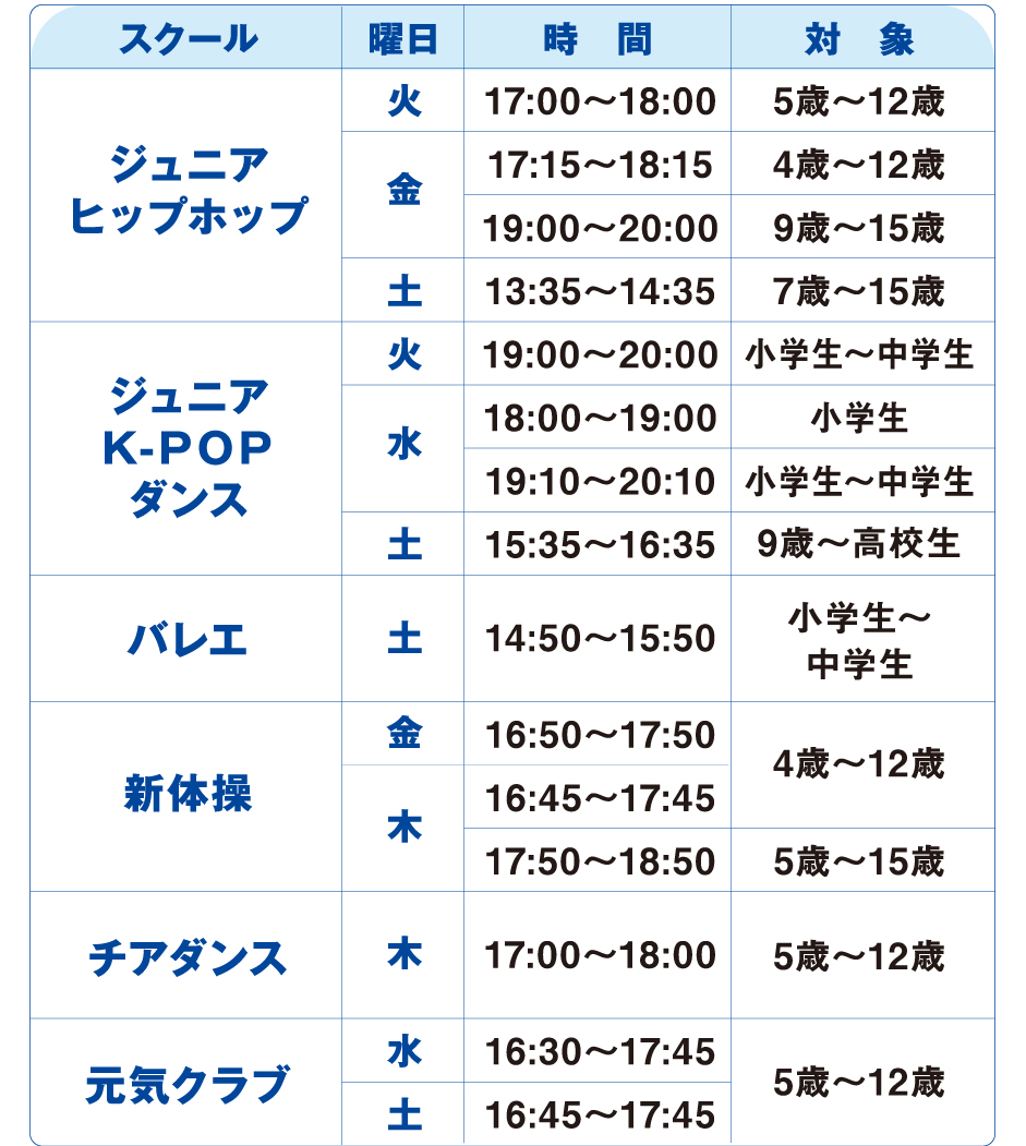 フィットネススケジュール